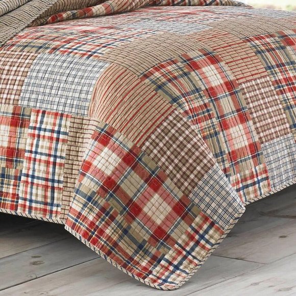 Eddie Bauer Hawthorne Quilt Set - Brown Plaid Patchwork - Picture 3 of 5